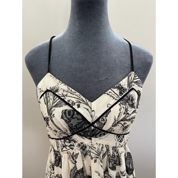 Ann Taylor Loft Butterfly Ivory and Black Lined Sundress Size 2 - Picture 2 of 9
